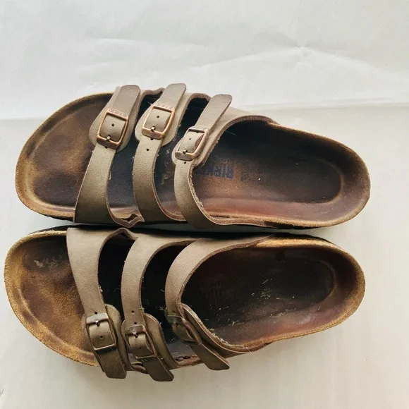 Birkenstock FLORIDA Brown Birko Flor Slides SOFT FOOTBED Leather Sandals 38(8.5) - Picture 2 of 6
